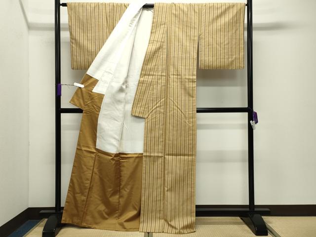 平和屋着物●上質な紬 縞 正絹 逸品 CABD9479gh