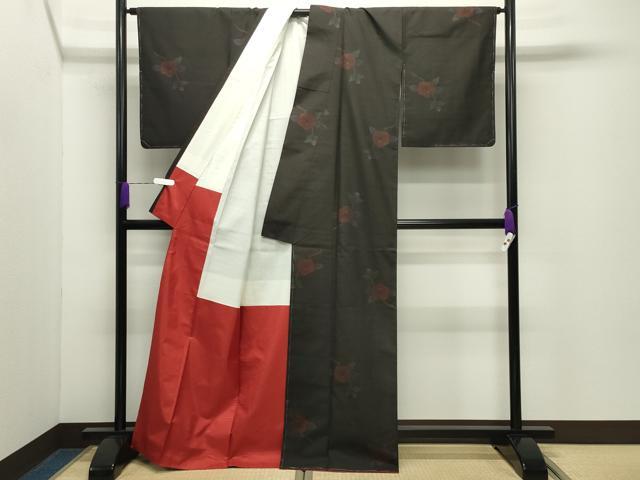 平和屋着物●本場大島紬 9マルキ 泥染め 枝椿 恵大島紬織物謹製 証書付き 正絹 逸品 未使用 CABD9483gh