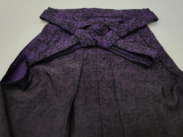 平和屋着物●女性 行灯袴 薔薇 暈し染め 黒地 洗える着物 CABD9485gh
