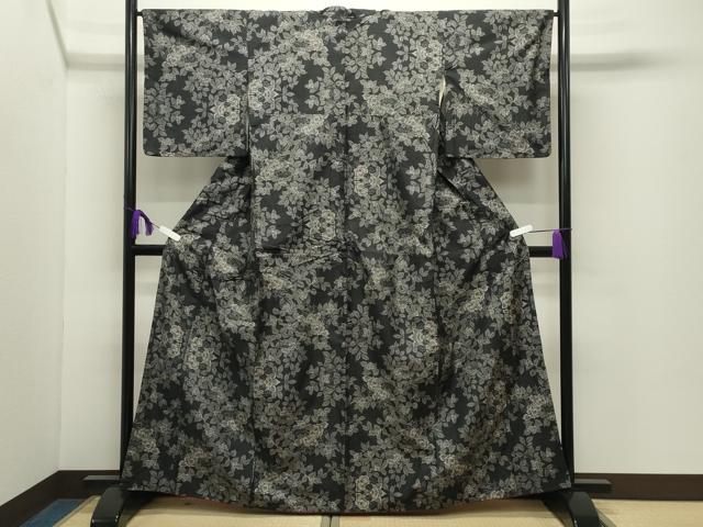 平和屋着物●本場大島紬 9マルキ 草花文 正絹 逸品 CABD9494gh