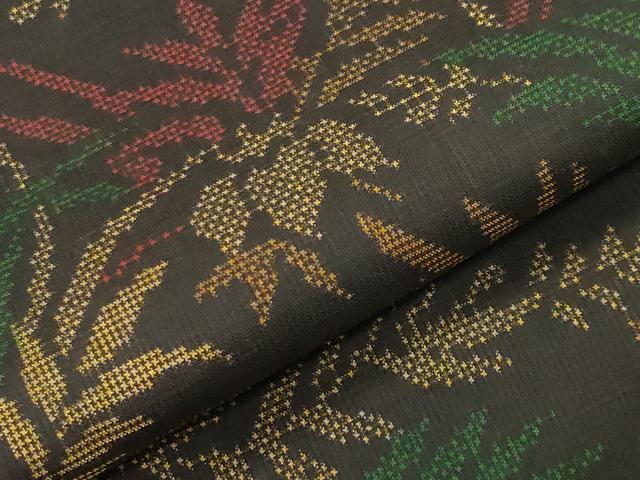 平和屋着物●本場大島紬 7マルキ 草花文 正絹 逸品 未使用 CABD9495gh