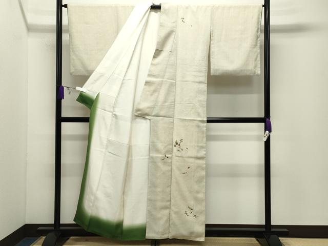 平和屋着物●本塩沢 訪問着 総刺繍 成り物 正絹 逸品 CABD9505gh