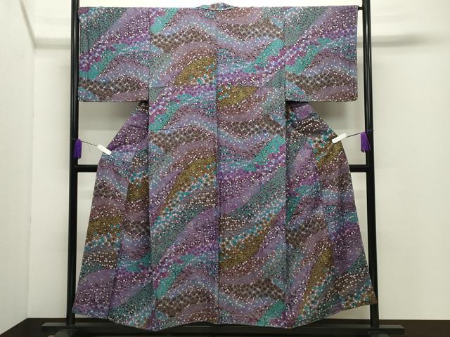 平和屋着物●上質な小紋 舞桜文 金彩 金通し地 正絹 逸品 未使用 CABD9507gh