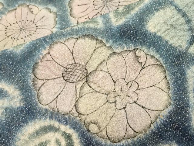 平和屋着物●訪問着 作家物 辻が花 絞り 暈し染め 金通し地 正絹 逸品 未使用 CABD9509gh