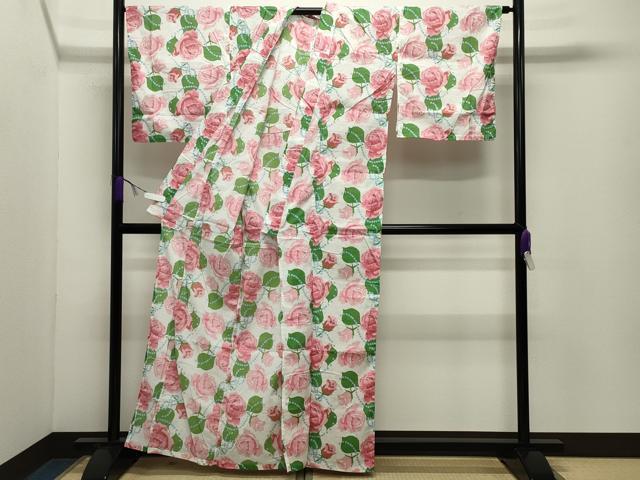 平和屋着物∴夏物 浴衣 薔薇 綿 逸品 CABD9524gh