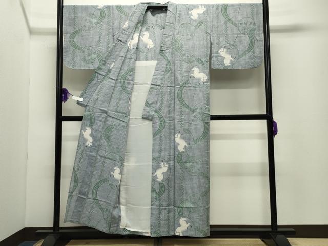 平和屋着物∴夏物 浴衣 馬 団扇 綿 逸品 CABD9532gh