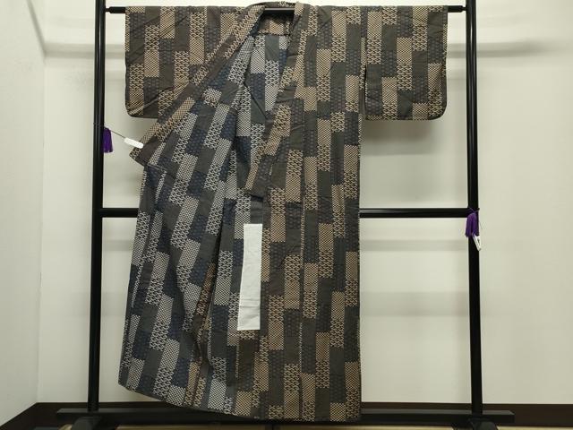 平和屋着物∴夏物 浴衣 市松吉祥花文 綿 逸品 CABD9540gh