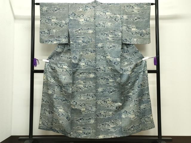 平和屋着物∴夏物 綿紅梅 浴衣 雲重ね御所車花文 綿 逸品 CABD9544gh