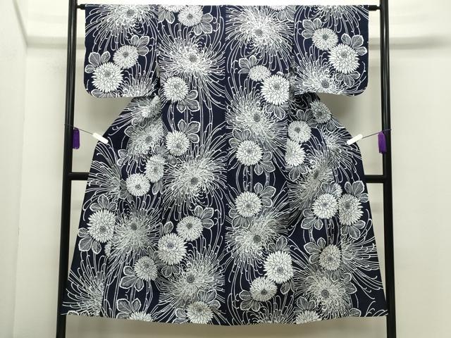 平和屋着物∴夏物 浴衣 舞花文 綿 逸品 CABD9551gh