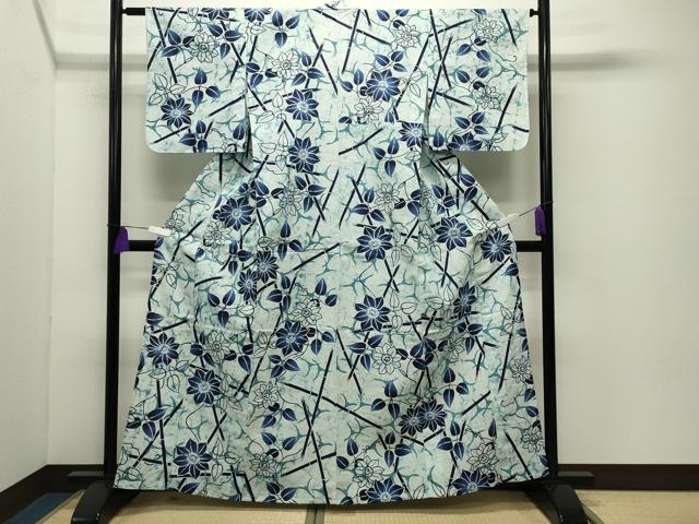 平和屋着物∴夏物 浴衣 草花文 綿 逸品 CABD9552gh