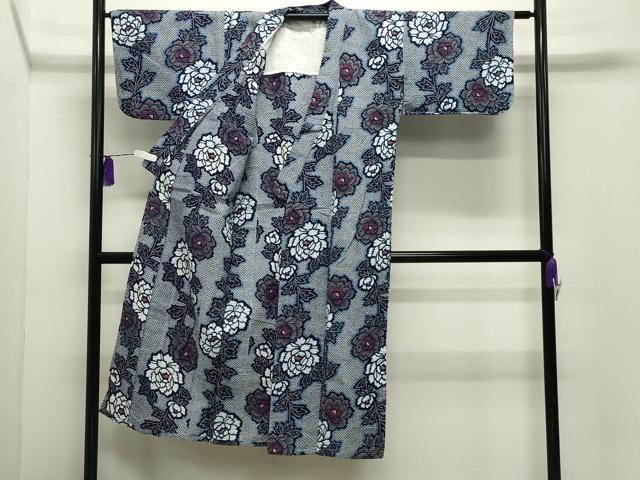 平和屋着物∴夏物 浴衣 牡丹花文 綿 逸品 CABD9559gh