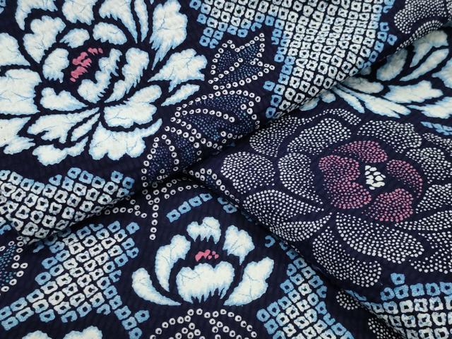 平和屋着物∴夏物 浴衣 牡丹花文 綿 逸品 CABD9559gh