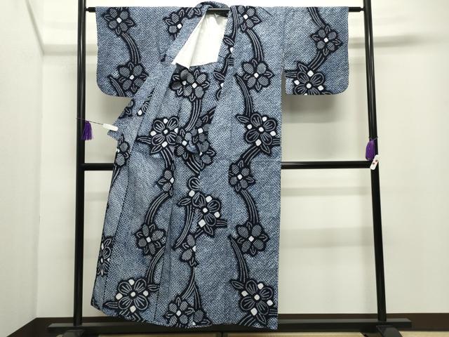 平和屋着物∴夏物 浴衣 有松鳴海絞り 伝統工芸品 草花文 綿 逸品 CABD9567gh