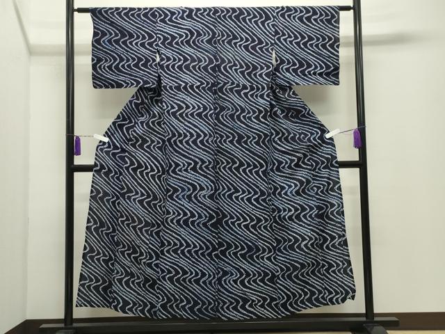 平和屋着物∴夏物 浴衣 有松鳴海絞り 伝統工芸品 よろけ縞 綿 逸品 CABD9571gh