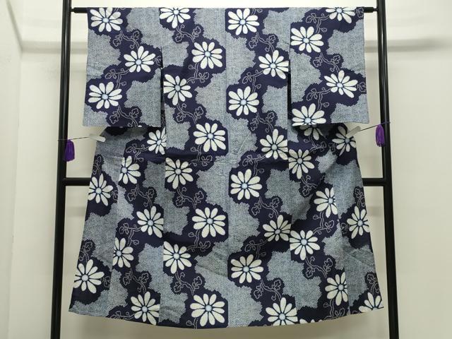 平和屋着物∴夏物 浴衣 花唐草文 綿 逸品 CABD9576gh