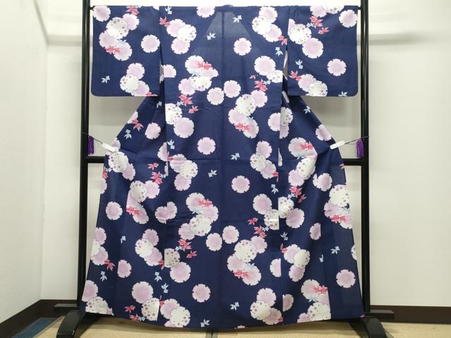 平和屋着物∴夏物 世界的ファッションデザイナー 山本寛斎 kansaiブランド 浴衣 金魚 雪輪重ね桜文 綿・竹繊維 CABD9593gh