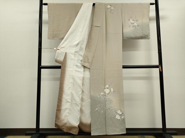平和屋着物■訪問着 友禅 枝花文 たたき染め 正絹 逸品 CABD9642ze