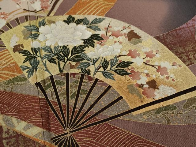 平和屋着物■豪華黒留袖 扇面几帳飛鶴花文 暈し染め 金彩 正絹 逸品 CABD9655ze