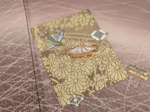 平和屋着物■訪問着 駒刺繍 色紙宝尽くし花文 暈し染め 金彩 正絹 逸品 CABD9692ze