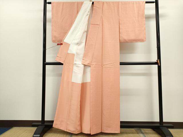 平和屋着物■上質な色無地 網目地紋 一斤染色 正絹 逸品 未使用 CABD9703ze