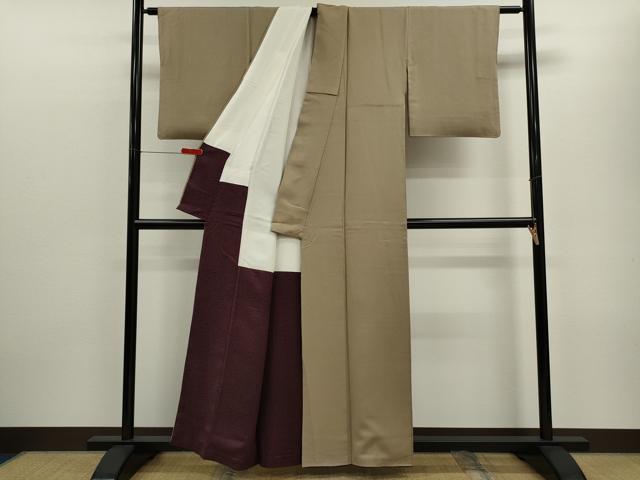 平和屋着物■上質な色無地 枯色 正絹 逸品 CABD9719ze