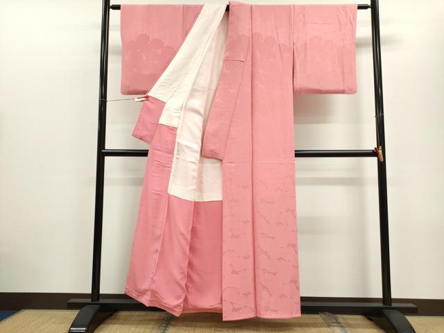 平和屋着物■無地絵羽訪問着 枝梅地紋 鴇色 正絹 逸品 CABD9821ze