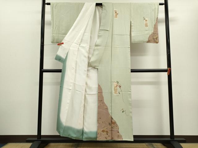 平和屋着物■訪問着 駒刺繍 短冊枝葉文 金銀彩 正絹 逸品 CABD9838ze