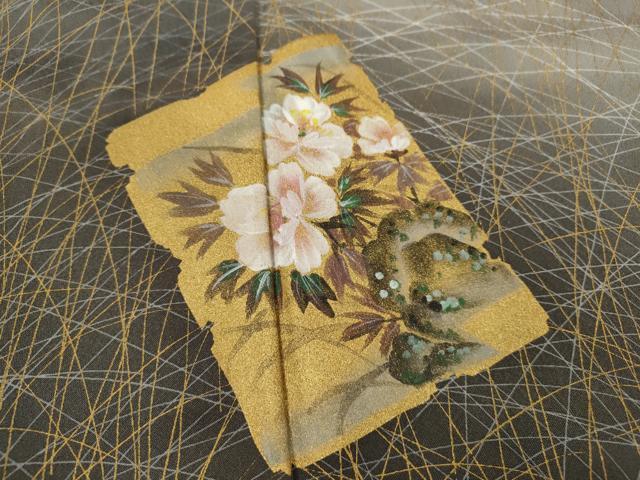 平和屋着物■訪問着 手描き 破れ色紙草花文 暈し染め 金彩 正絹 逸品 CABD9844ze