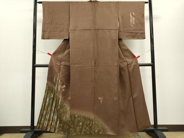 平和屋着物■訪問着 刺繍 枝花文 暈し染め 金銀彩 正絹 逸品 CABD9848ze