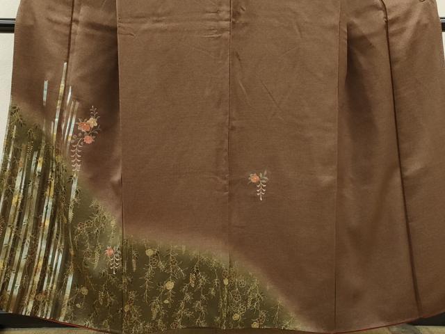 平和屋着物■訪問着 刺繍 枝花文 暈し染め 金銀彩 正絹 逸品 CABD9848ze