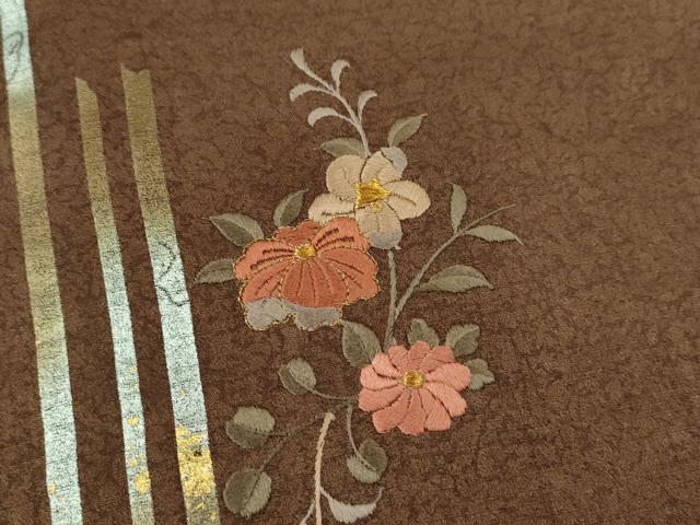 平和屋着物■訪問着 刺繍 枝花文 暈し染め 金銀彩 正絹 逸品 CABD9848ze