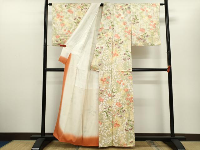 平和屋着物■上質な小紋 草花文 正絹 逸品 CABD9851ze