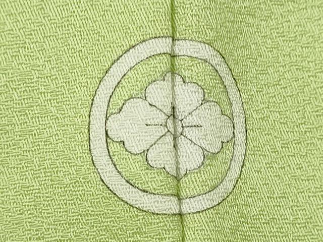 平和屋着物■上質な色無地 菱吉祥草花地紋 若菜色 正絹 逸品 CABD9856ze