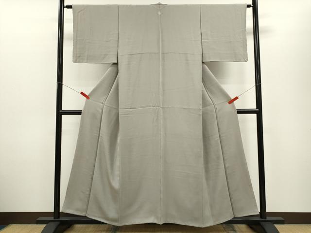 平和屋着物■上質な色無地 杢目地紋 桔梗鼠色 正絹 逸品 CABD9864ze