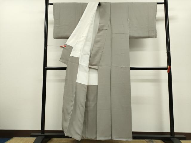 平和屋着物■上質な色無地 杢目地紋 桔梗鼠色 正絹 逸品 CABD9864ze
