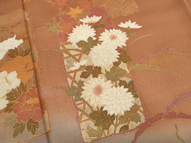 平和屋着物■訪問着 刺繍 短冊草花文 暈し染め 金銀彩 正絹 逸品 CABD9949ze