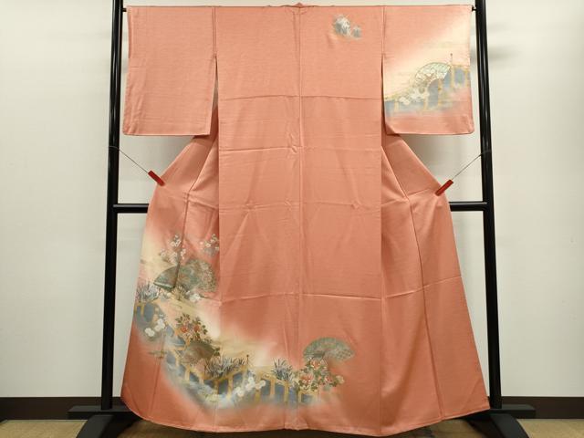 平和屋着物■訪問着 扇面鳳凰舞蝶花文 暈し染め 金銀彩 やまと謹製 正絹 逸品 CABD9951ze