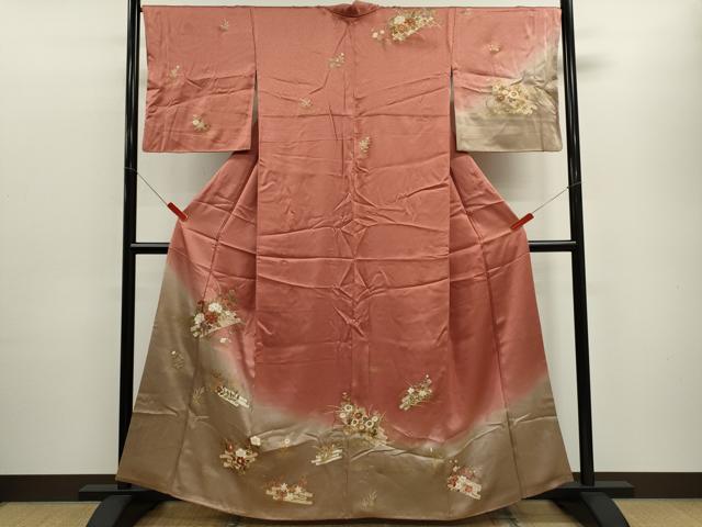 平和屋着物■訪問着 刺繍 花筏 暈し染め 金彩 正絹 逸品 CABD9977ze