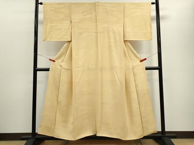 平和屋着物■上質な色無地 草花地紋 蜂蜜色 正絹 逸品 CABD9978ze