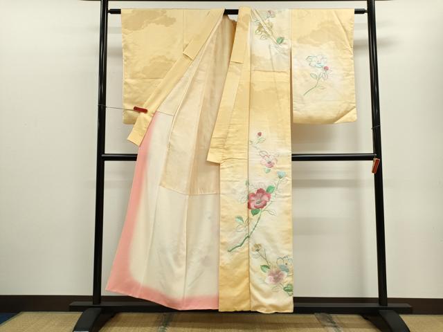 平和屋着物■訪問着 駒刺繍 枝椿 暈し染め 銀糸 正絹 逸品 CABD9988ze