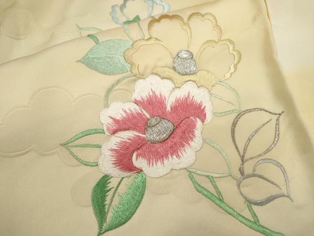 平和屋着物■訪問着 駒刺繍 枝椿 暈し染め 銀糸 正絹 逸品 CABD9988ze