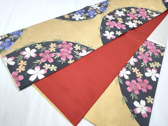 平和屋着物●六通柄袋帯 唐織 枝垂れ桜文 金糸 正絹 逸品 CABE0008hy