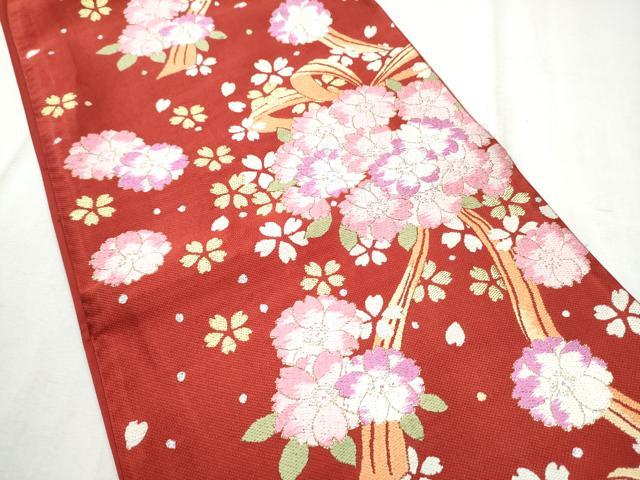 平和屋着物●六通柄袋帯 唐織 舞桜文 金銀糸 正絹 逸品 CABE0012hy