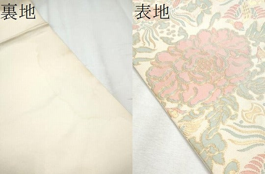 平和屋着物●織物一筋名門 織悦 全通柄 本袋帯 花鳥文 金糸 正絹 逸品 CABE0030hy
