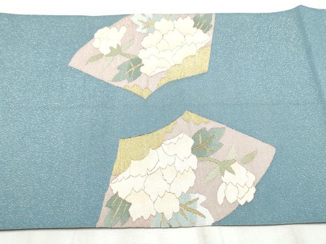 平和屋着物●爪掻き本綴れ 八寸名古屋帯 地紙草花文 金糸 正絹 逸品 CABE0035hy