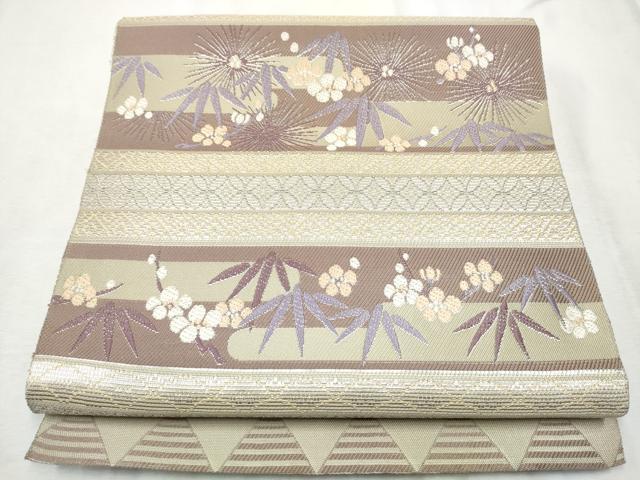 平和屋着物●本場筑前博多織 八寸名古屋帯 横段草花文 猫 やまと誂製 正絹 逸品 CABE0054hy