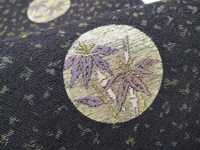 平和屋着物●森英恵・HANAE MORI 六通柄袋帯 唐織 笹梅花丸文 金糸 正絹 逸品 CABE0064hy