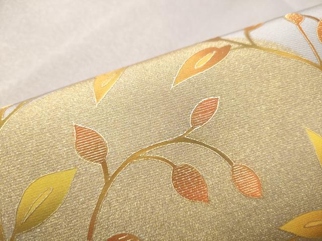 平和屋着物●銀座きしや 九寸名古屋帯 竹屋町刺繍 唐草丸文 金通し地 正絹 逸品 CABE0114hy