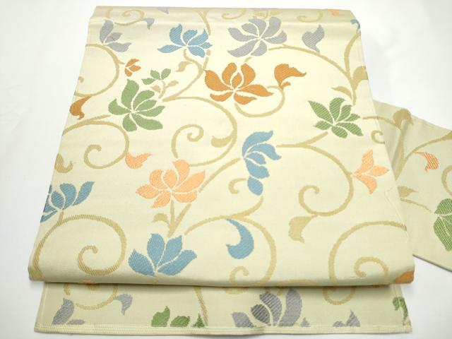 平和屋着物●西陣 川島織物 九寸名古屋帯 唐織 花唐草文 正絹 逸品 CABE0124hy