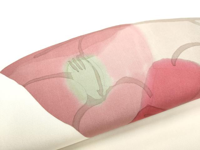平和屋着物●日展染色作家 高久空木 ろうけつ染 塩瀬 九寸開き名古屋帯 舞花文 正絹 逸品 CABE0141hy